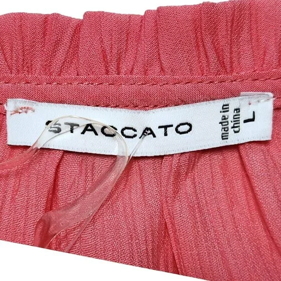 Staccato New Coral Pink Blouse Short Ruffled Sleeves Size L - Picture 5 of 15